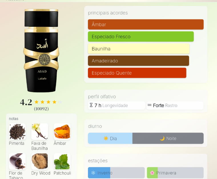 PERFUME ÁRABE MASCULINO | LATTAFA- ASAD Eau De Parfum | 100ML