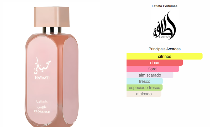 PERFUME ÁRABE  FEMININO| LATTAFA- HAYAATI FLORENCE EAU DE PARFUM | 100ML