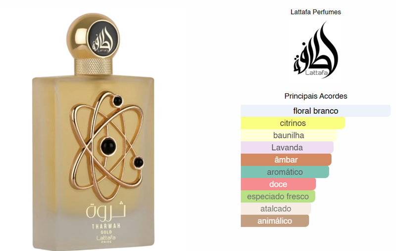 PERFUME ÁRABE FEMININO | LATTAFA - THARWAH GOLD EAU DE PARFUM | 100ML